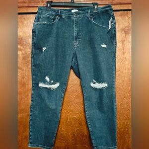 Good American Relaxed Blue Jeans with Distressed Details